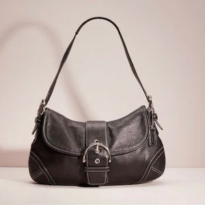 Coach Soho Flap Bag Brown Leather with Silver buckle